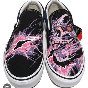 NWT Vans ZapSkull Glow in theDark Crew PurplePink Blue Slip-On Size 10 Nwob
